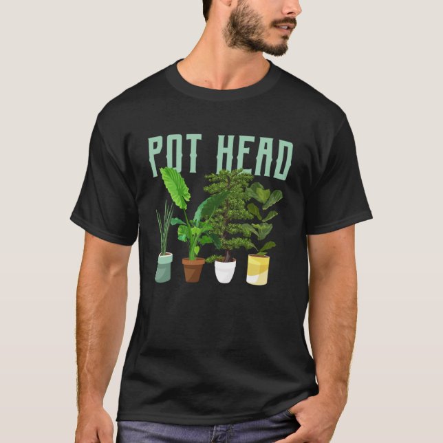 T-shirt Jardinage de la tête Pot Plante Pot Gardener (Devant)