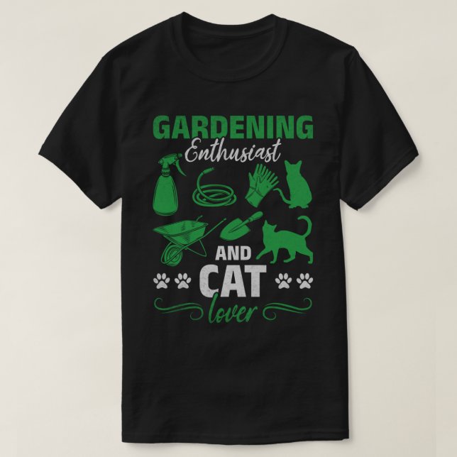 T-shirt Jardinage Enthousiaste Et Amoureux des chats Garde (Design devant)