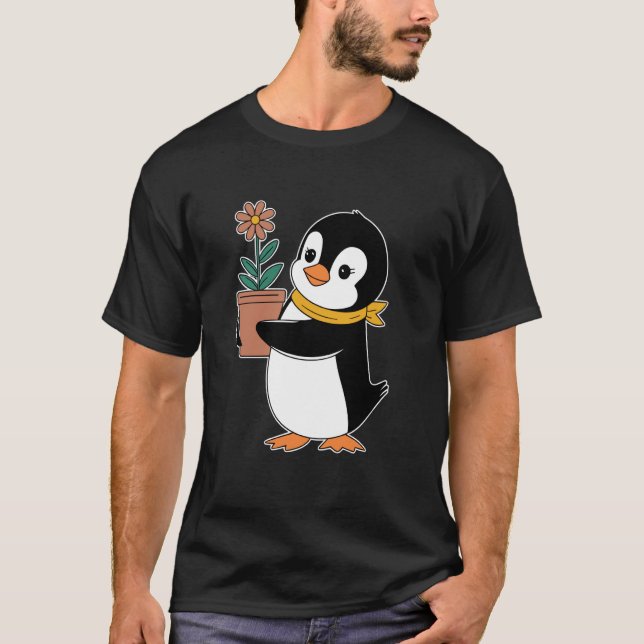 T-shirt Jardinage Jardinier Manchot Avec Pot de Fleur (Devant)