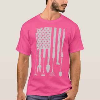 T-shirt Jardiniers Outils de jardinage Drapeau américain 4