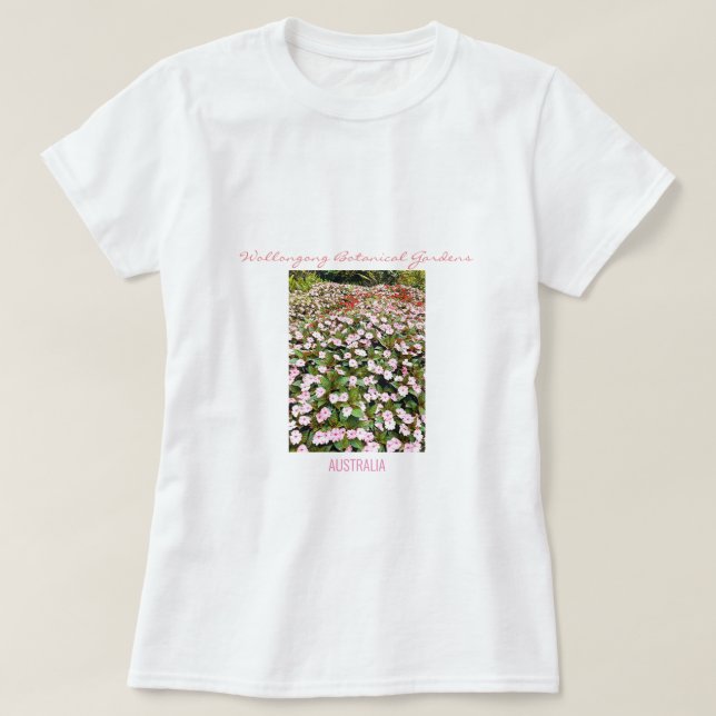 T-shirt Jardins botaniques fleurs roses NSW (Design devant)