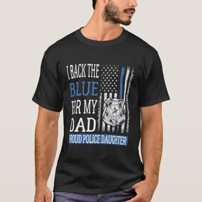 T-shirt J'Arrive Le Bleu Pour Mon Père Fier Police Fille C (Devant)