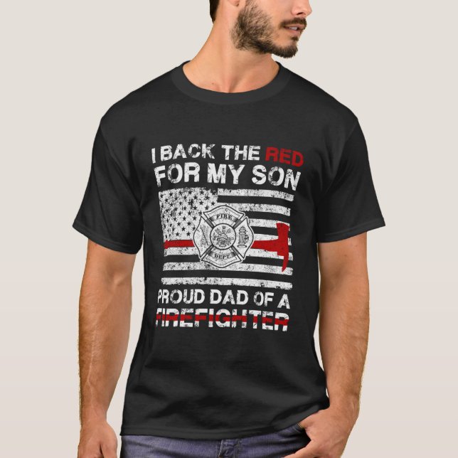 T-shirt J'Arrive Le Rouge Pour Mon Fils Fier Papa D'Un Cou (Devant)