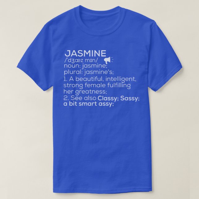T-shirt Jasmine Nom Jasmine Définition Jasmine Femme Nam (Design devant)