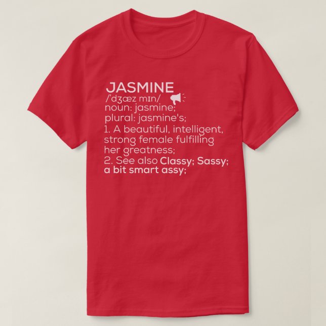 T-shirt Jasmine Nom Jasmine Définition Jasmine Femme Nam (Design devant)
