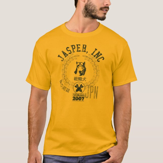 T-shirt Jaspe, inc. - chien de pilote d'avion de chasse (Devant)