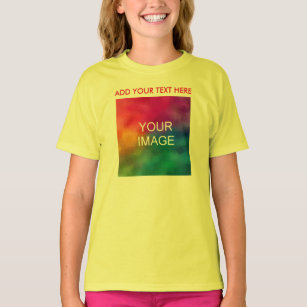 T-shirt Jaune Ajouter Votre Texte Photo Filles Modèle Pers