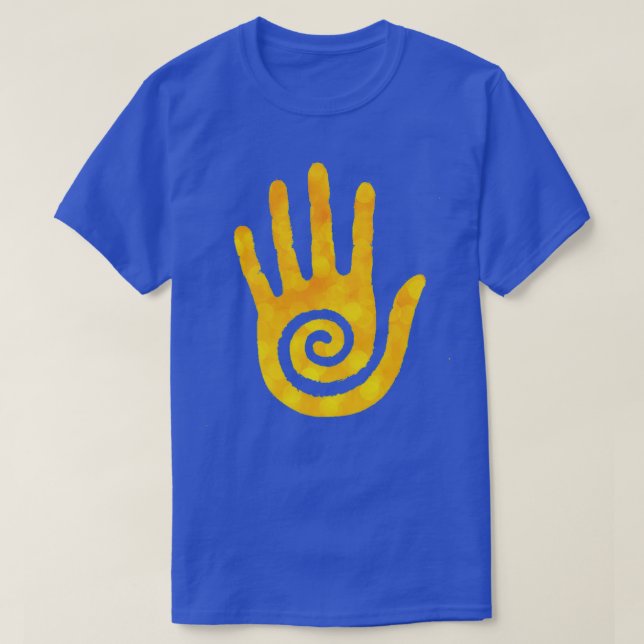 T-shirt Jaune Amérindienne Hopi Main (Design devant)