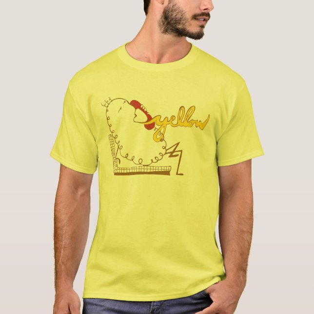 T-shirt Jaune au lieu bonjour de la réponse de téléphone (Devant)