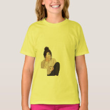 T-shirt jaune avec impressions dessus