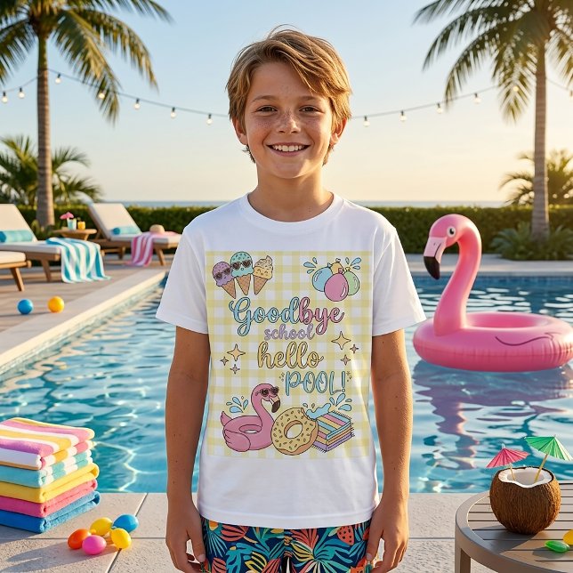 T-Shirt Jaune Caro Hello Pool Party  (Créateur téléchargé)