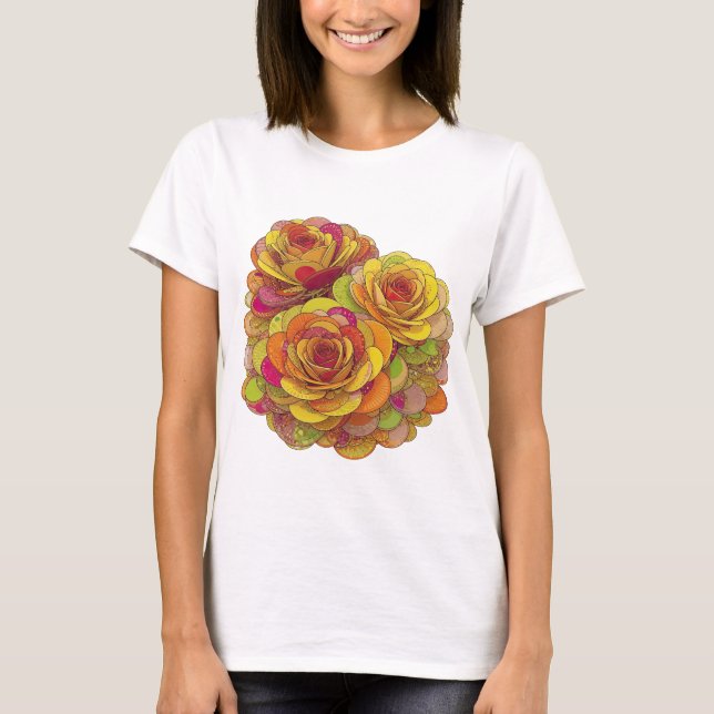 T-shirt Jaune Chic THREE ROSES Design Sur Mesure (Devant)