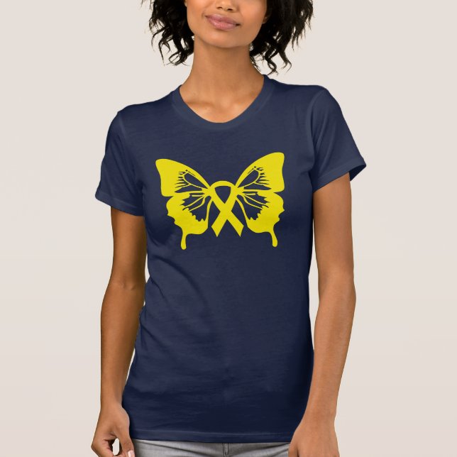 T-shirt jaune de papillon de cancer de la vessie (Devant)