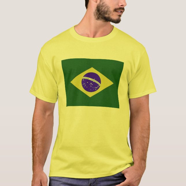 T-shirt jaune d'hommes de drapeau du Brésil (Devant)