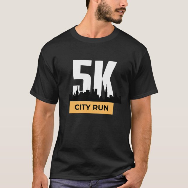 T-shirt Jaune et Noir moderne 5K City Run (Devant)