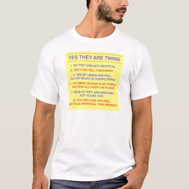 T-shirt Jaune fraternel de questions de jumeaux (Devant)