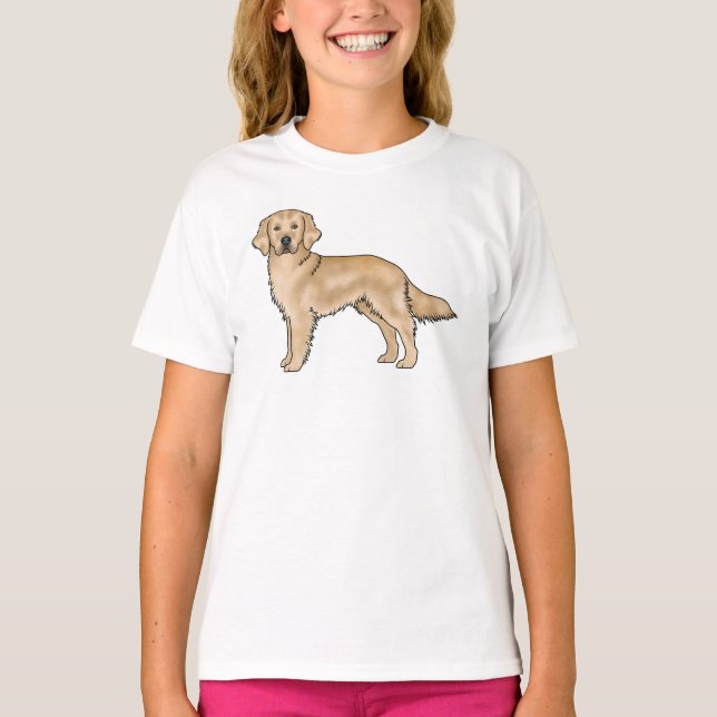 T-shirt Jaune Golden Retriever mignon dessin de chien (Devant)