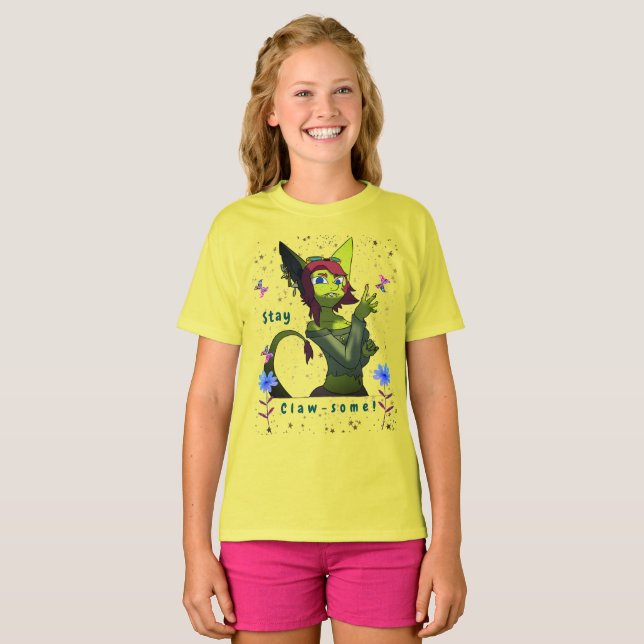 T-shirt Jaune Jeune Artsy papillon amusant (Devant entier)
