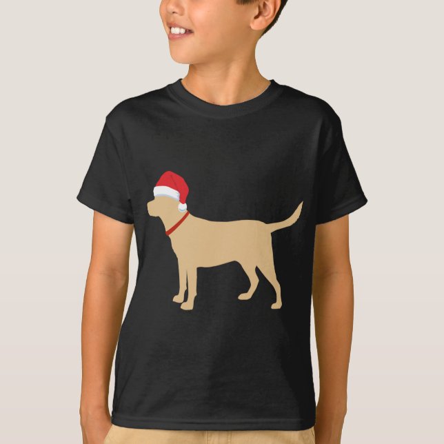 T-shirt Jaune Lab Santa Hat Cute Labrador Noël (Devant)