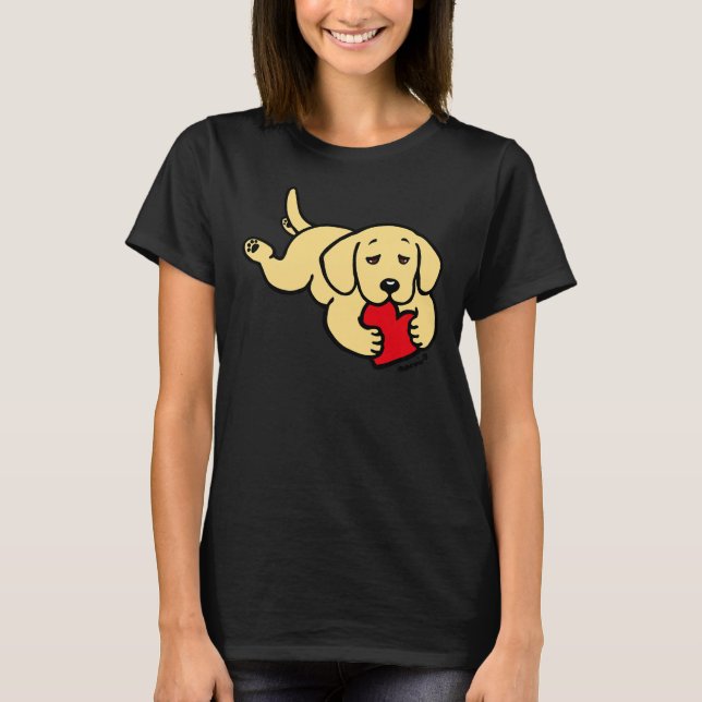T-shirt Jaune Labrador Cheval Coeur Valentine (Devant)