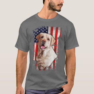 T-shirt Jaune Labrador Labs Patriotique American Flag Chie