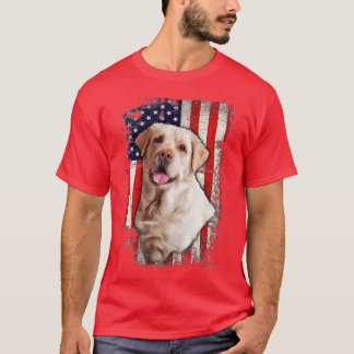 T-shirt Jaune Labrador Labs Patriotique American Flag Chie