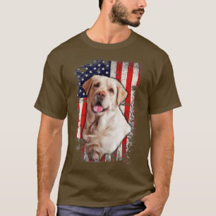 T-shirt Jaune Labrador Labs Patriotique American Flag Chie