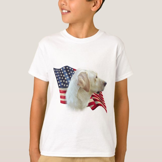 T-shirt Jaune Labrador Retriever American Flag, (Devant)