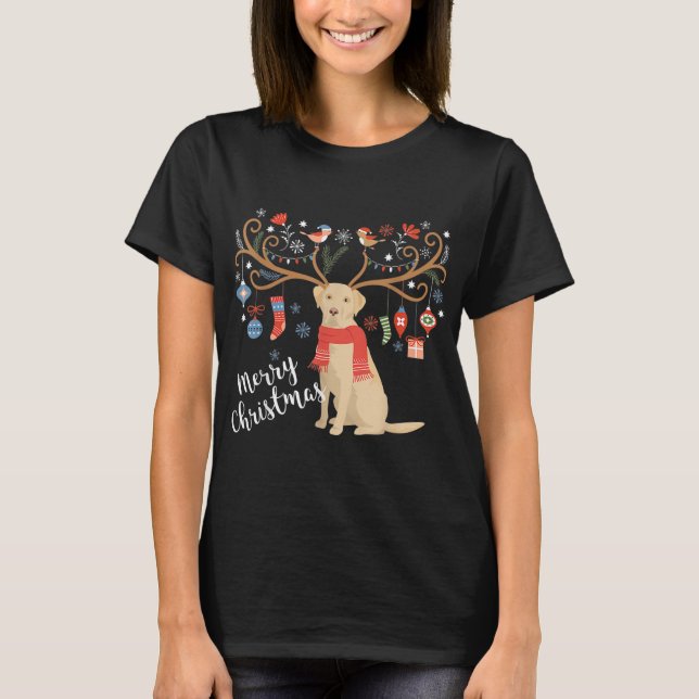 T-shirt Jaune Labrador Retriever Christmas Chien Laboratoi (Devant)
