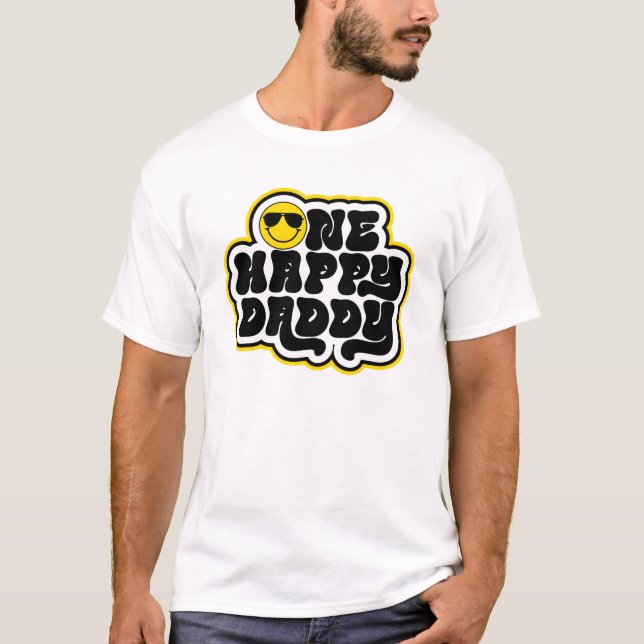 T-shirt Jaune Noir Rétro Un Bon Papa (Devant)