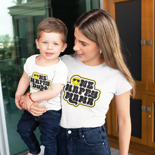 T-shirt Jaune Noir Rétro Une Maman Heureuse