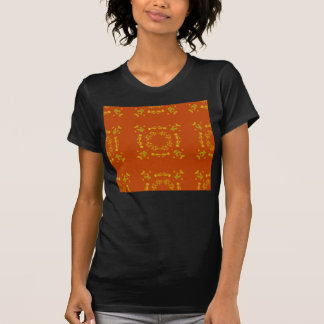 T-shirt Jaune, Orange Floral Damas Motif rétro