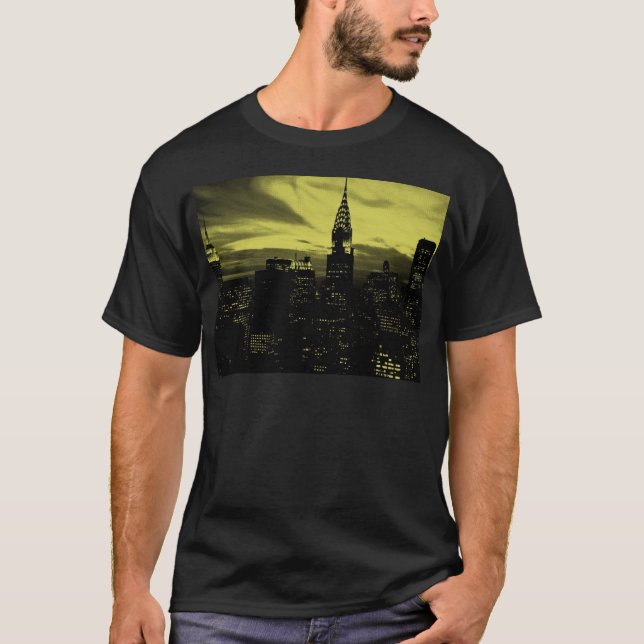 T-shirt Jaune pointu Noir New York City (Devant)