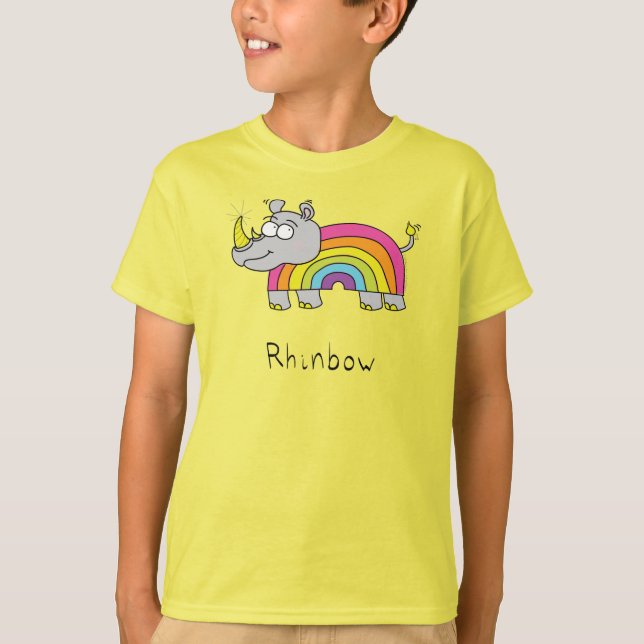 T-Shirt Jaune pour Garçon Enfant Rhinbow Rhino Rai (Devant)