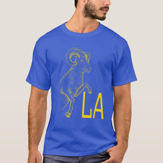 T-shirt Jaune Ram LA Blue California Los Angeles Cadeaux (Devant)