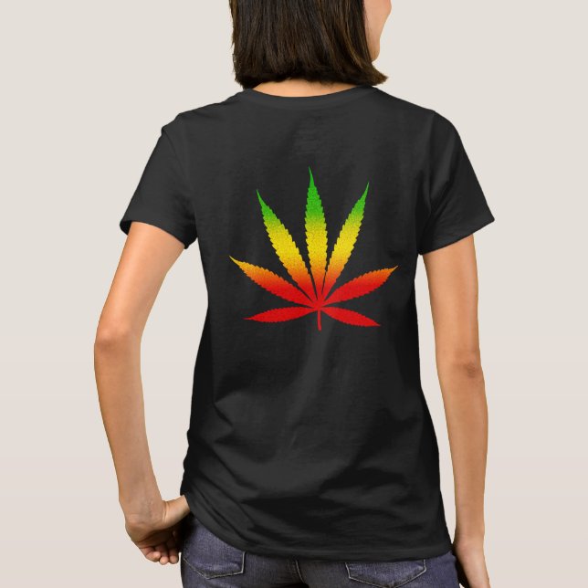T-shirt Jaune rouge et vert Rasta Leaf Jamaïque Jamaïque J (Dos)