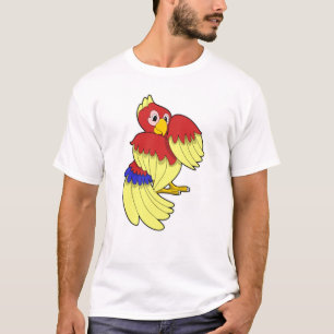 T-shirt Jaune rouge perroquet