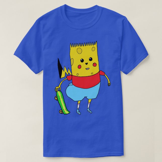 T-shirt Jaune toon Caractère ÉpongeBart PikaPants Frapper  (Design devant)