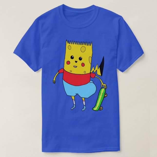 T-shirt Jaune toon Caractère ÉpongeBart PikaPants Frapper  (Design devant)