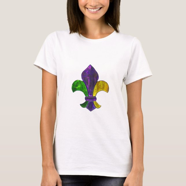 T-shirt Jaune vert de Fleur De Lis Purple de mardi gras (Devant)
