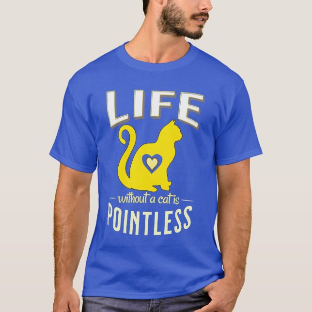 T-shirt jaune Vie sans chats inutile Chat Dormir frite (Devant)