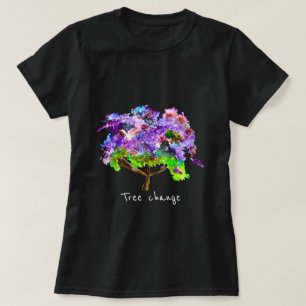 T-shirt Jaune violette arbre aquarelle art