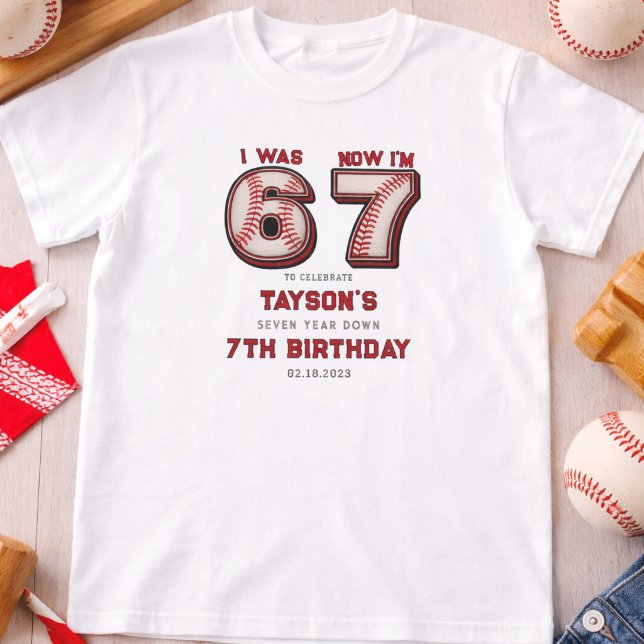T-shirt J'avais 6 ans, maintenant j'ai 7 ans – Baseball 7e (I Was 6, Now I’m 7 – Baseball 7th Birthday T-Shirt
)