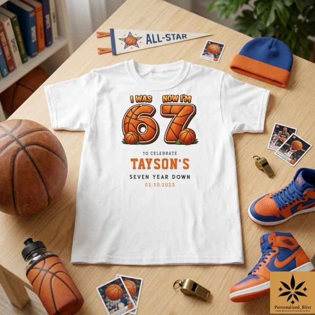 T-shirt J'avais 6 ans, maintenant j'ai 7 ans Basket-ball – (I Was 6, Now I’m 7 Basketball – All-Star Birthday T-Shirt
)