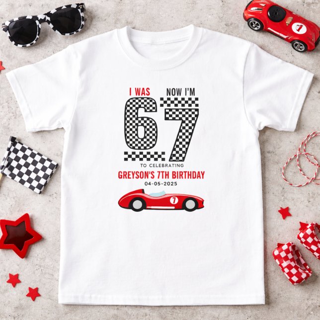 T-shirt J'avais 6 ans maintenant j'ai 7 ans Fête d'anniver (I Was 6 Now I'm 7 Race Car Boy 7th Birthday Party baby shirt)