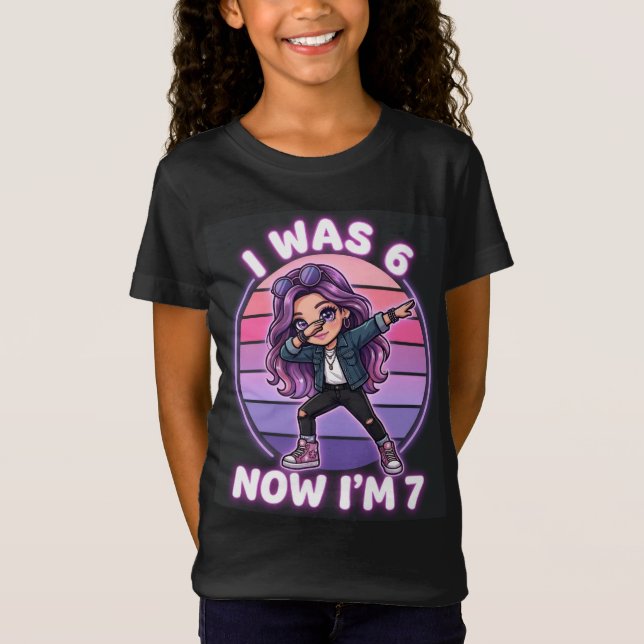T-Shirt J'avais 6 ans Maintenant j'ai 7 ans Fille cool qui (Devant)