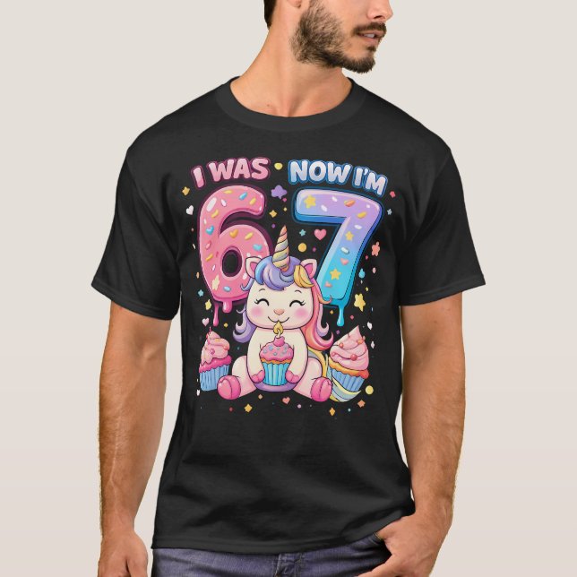 T-shirt J'avais 6 ans maintenant j'ai 7 ans Fille de sept  (Devant)