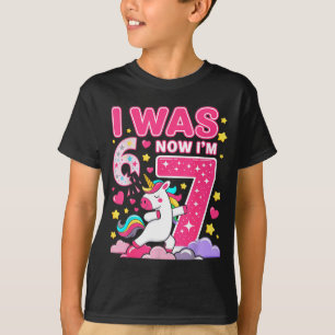 T-shirt J'avais 6 ans maintenant j'ai 7 ans fille licorne 