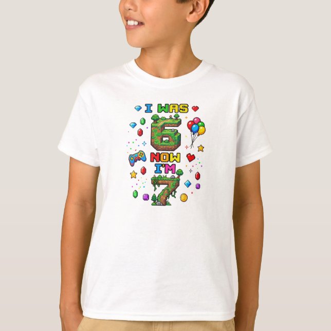 T-shirt J'avais 6 ans Maintenant j'ai 7 ans Graphique d'an (Devant)