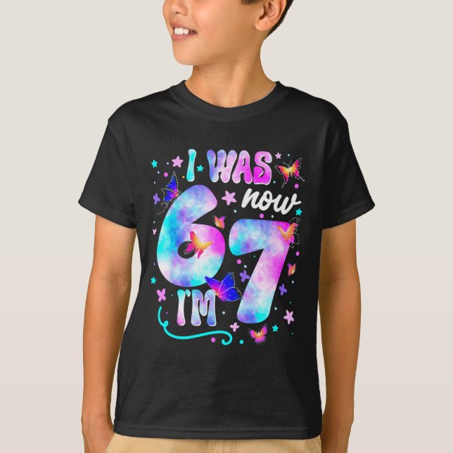 T-shirt J'avais 6 ans maintenant j'ai 7 ans Papillon 7e an (Devant)